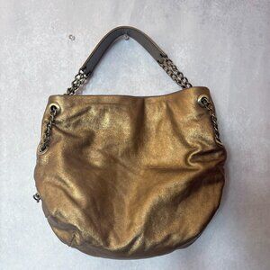 Michael Rome Designs Genuine Leather Bag Gold Metallic Shoulder Bag